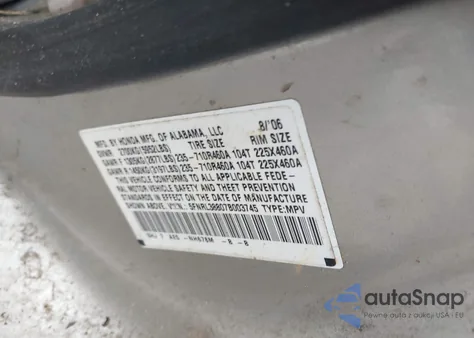2007 Honda Odyssey Touring from USA, damaged, VIN 5FNRL38807B003745